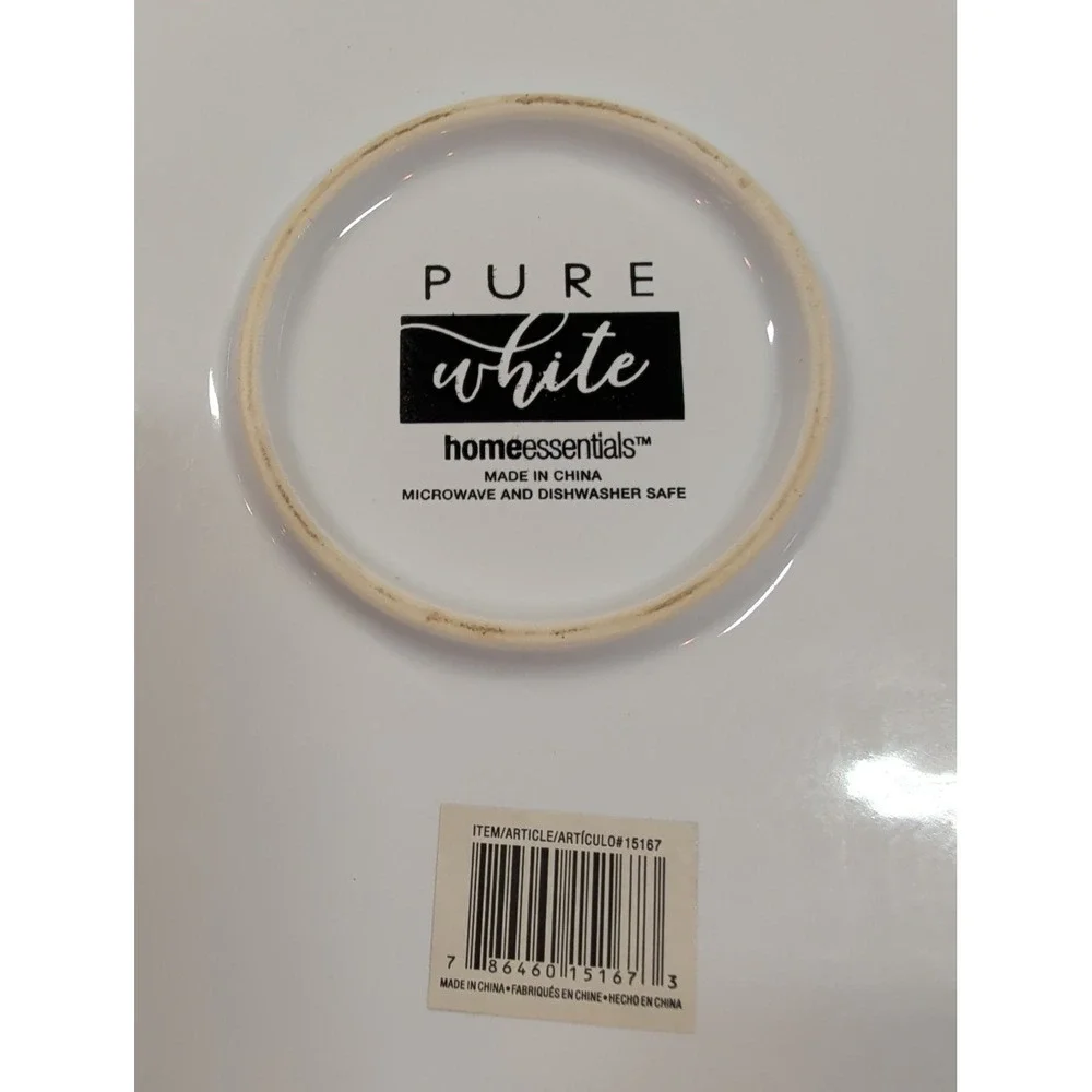 Home Essentials Pure White Ceramic Serving Bowl with Handles 13in Round Platter
